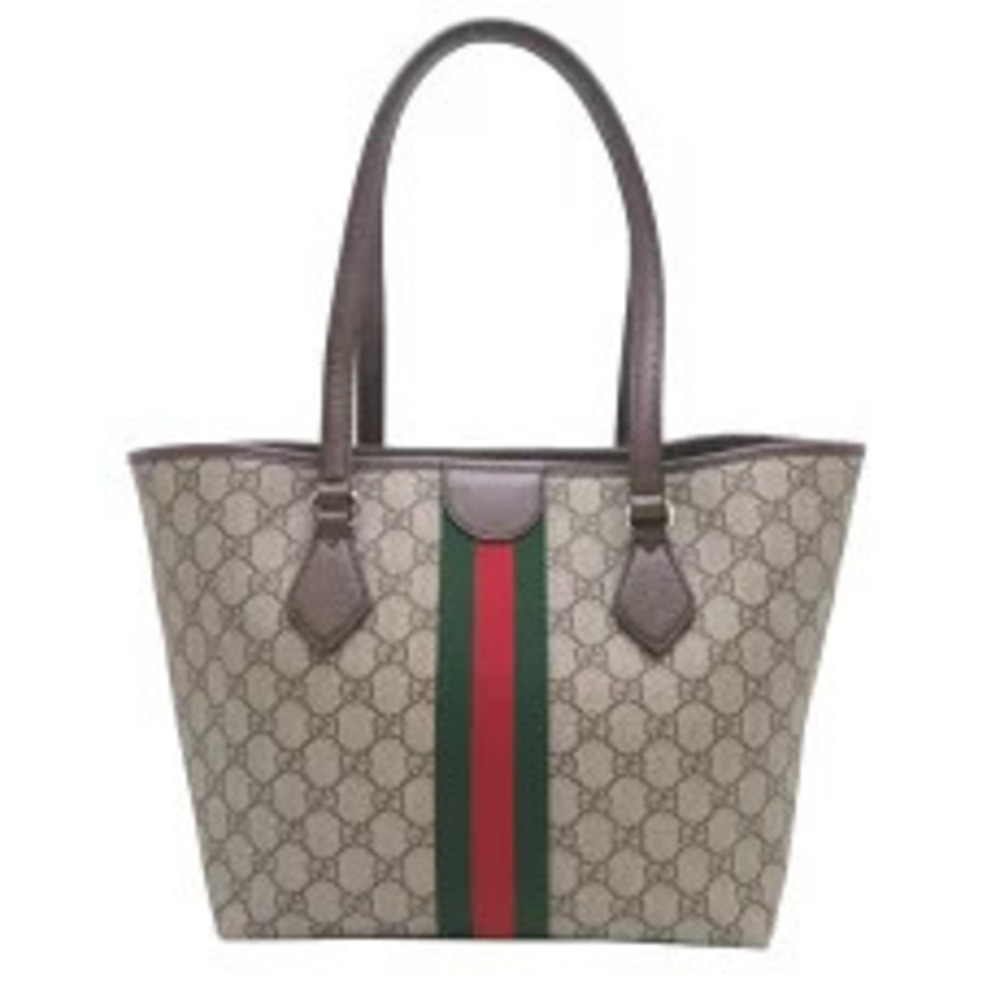 Gucci Double GG Brown Tote Leather Ophidia Bag Brown